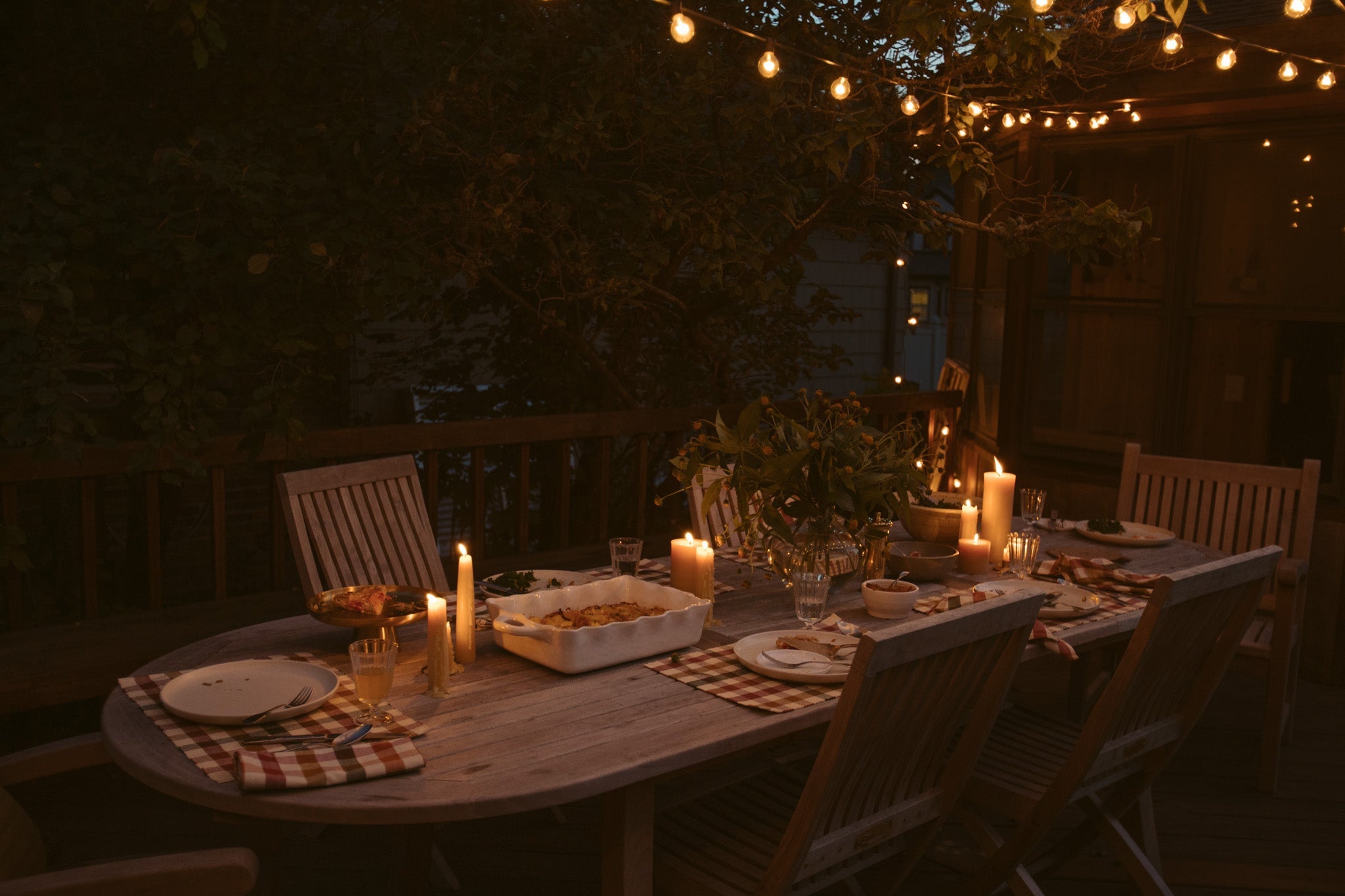 a candlelit autumnal dinner al fresco