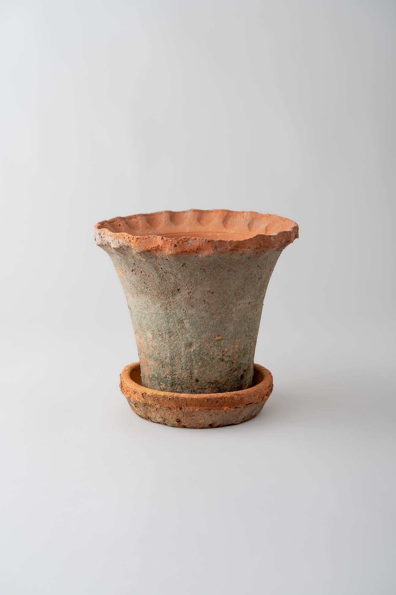 large ceramic plant pot with saucer Frilled Redstone Garden Pot with Saucer