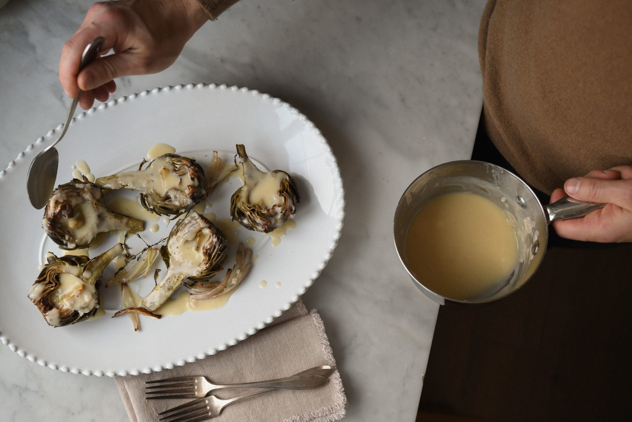 Recipe: Roasted Artichokes with Beurre Blanc