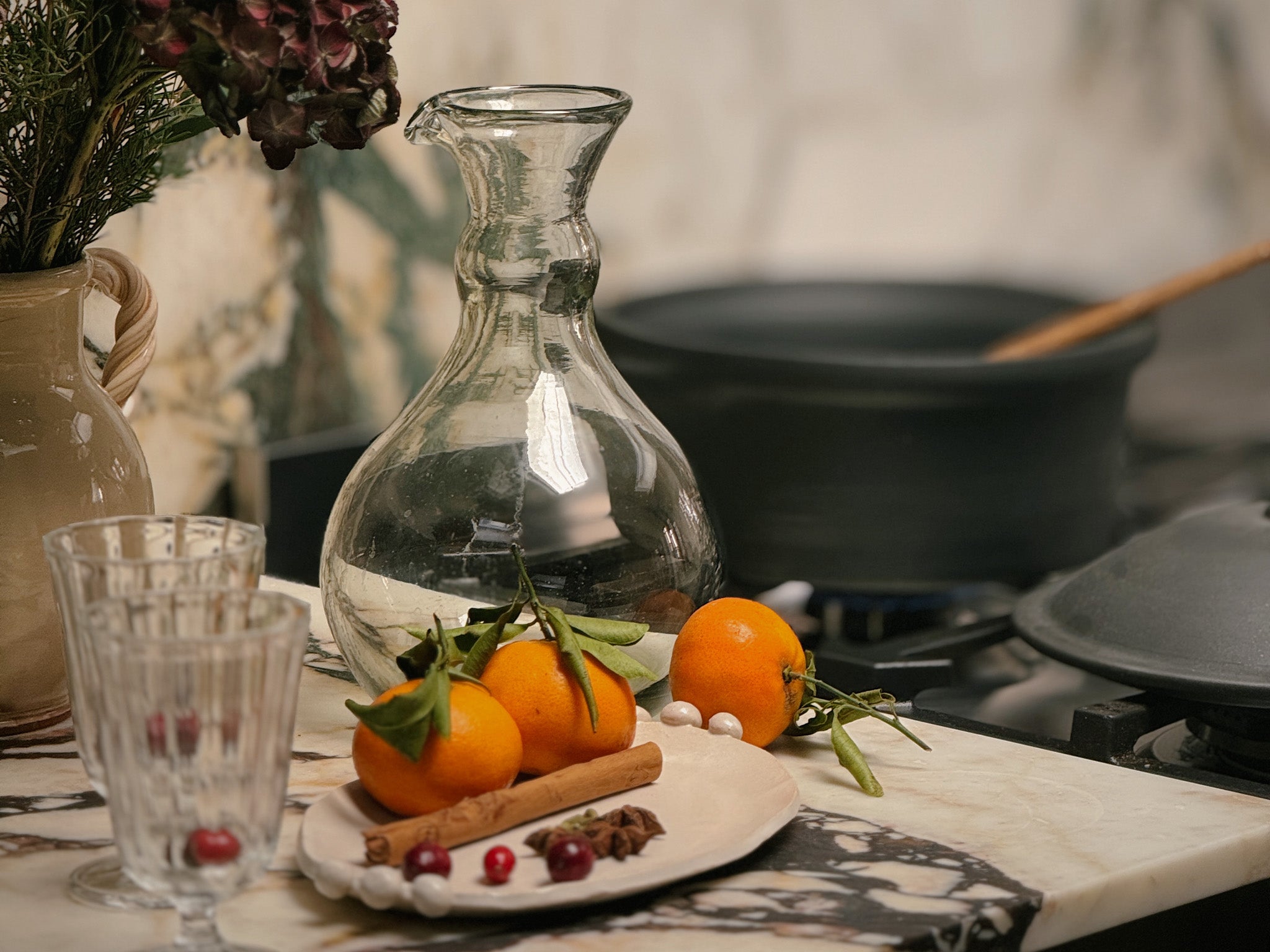 ingredients for swedish glögg set out on the countertop