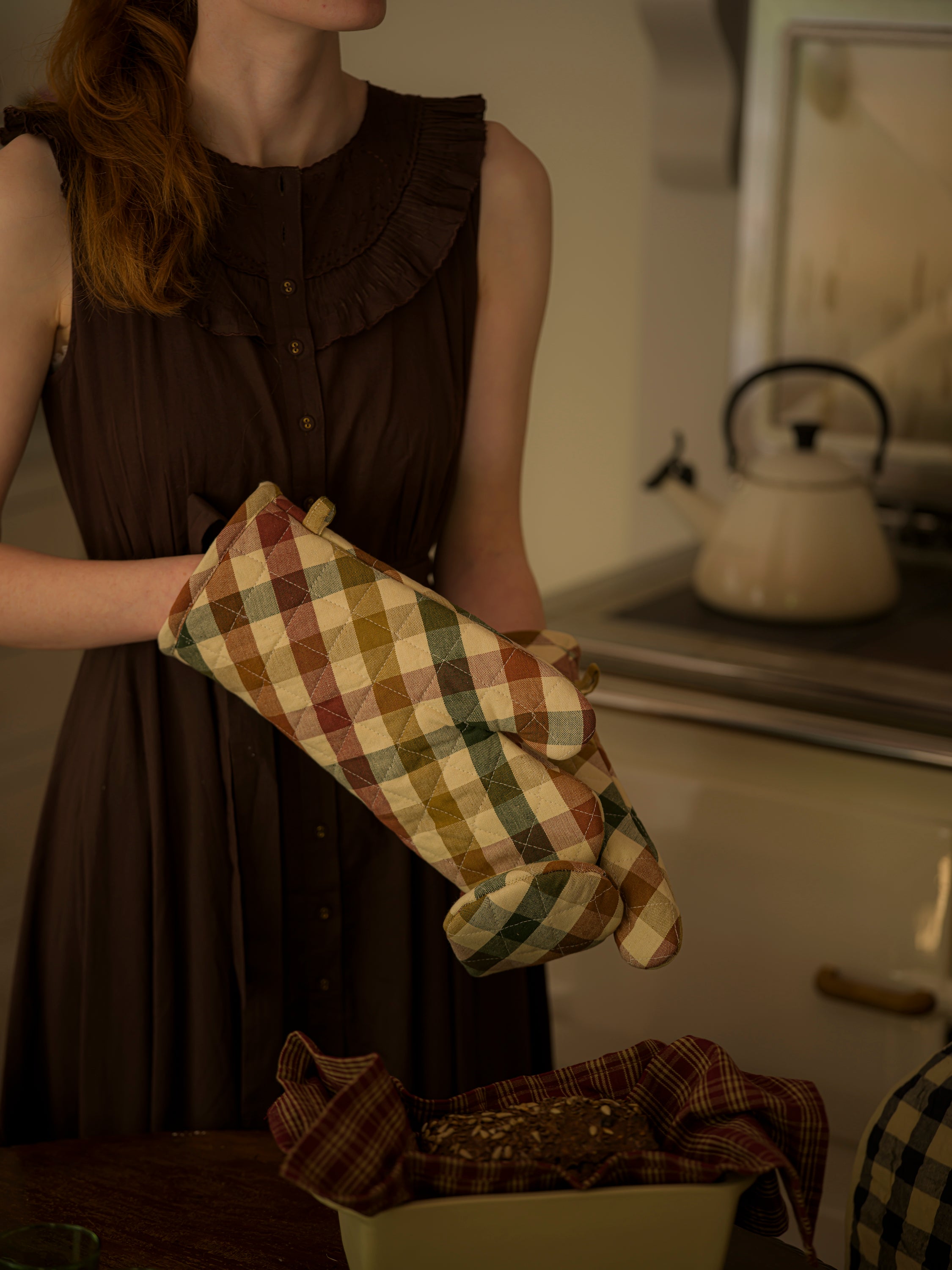 Cotton Oven Mittens - Cambridge Check
